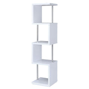 Baxter 67-inch 4-shelf Bookshelf White and Chrome - 801418