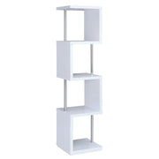 Baxter 67-inch 4-shelf Bookshelf White and Chrome - 801418