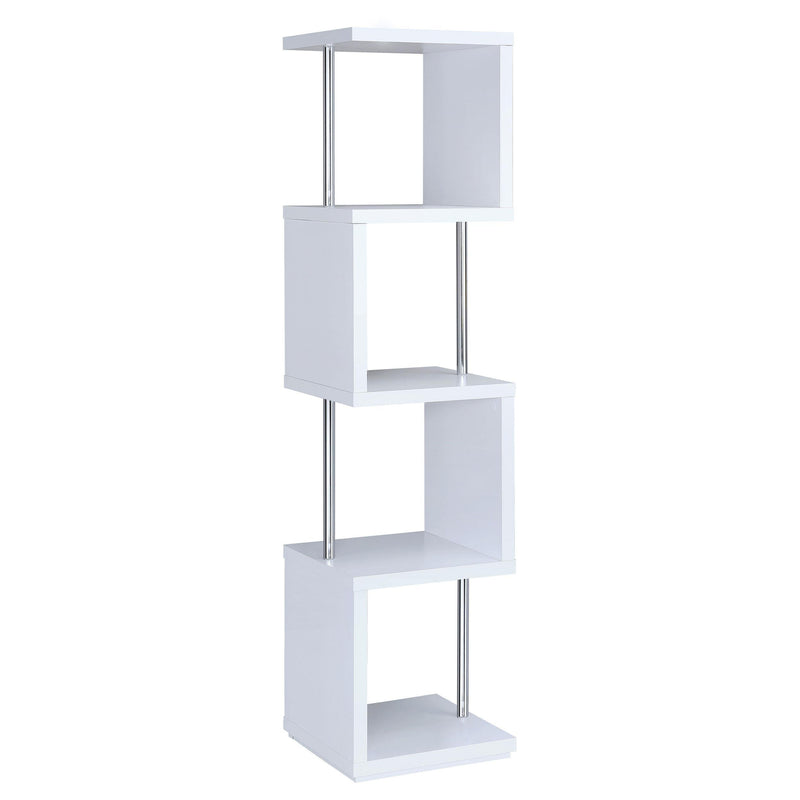 Baxter 67-inch 4-shelf Bookshelf White and Chrome - 801418