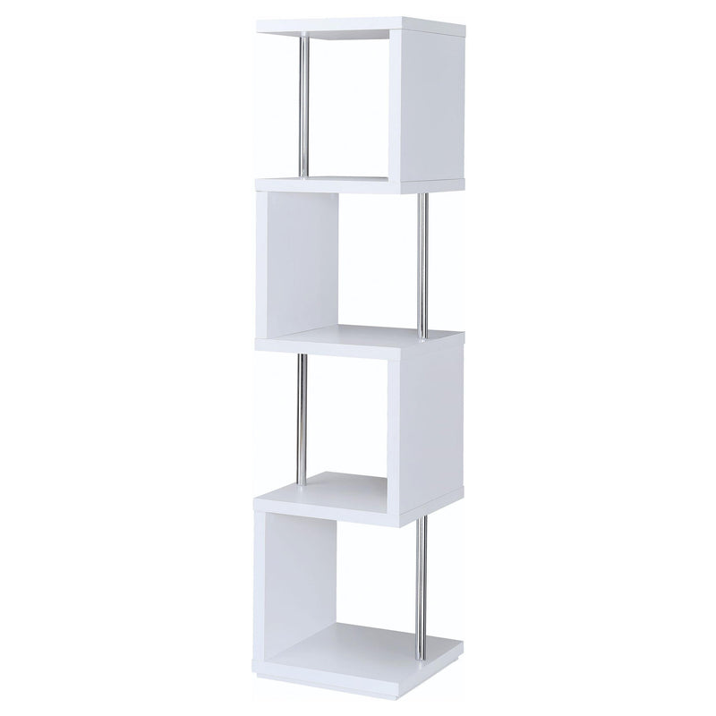 Baxter 67-inch 4-shelf Bookshelf White and Chrome - 801418