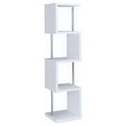 Baxter 67-inch 4-shelf Bookshelf White and Chrome - 801418