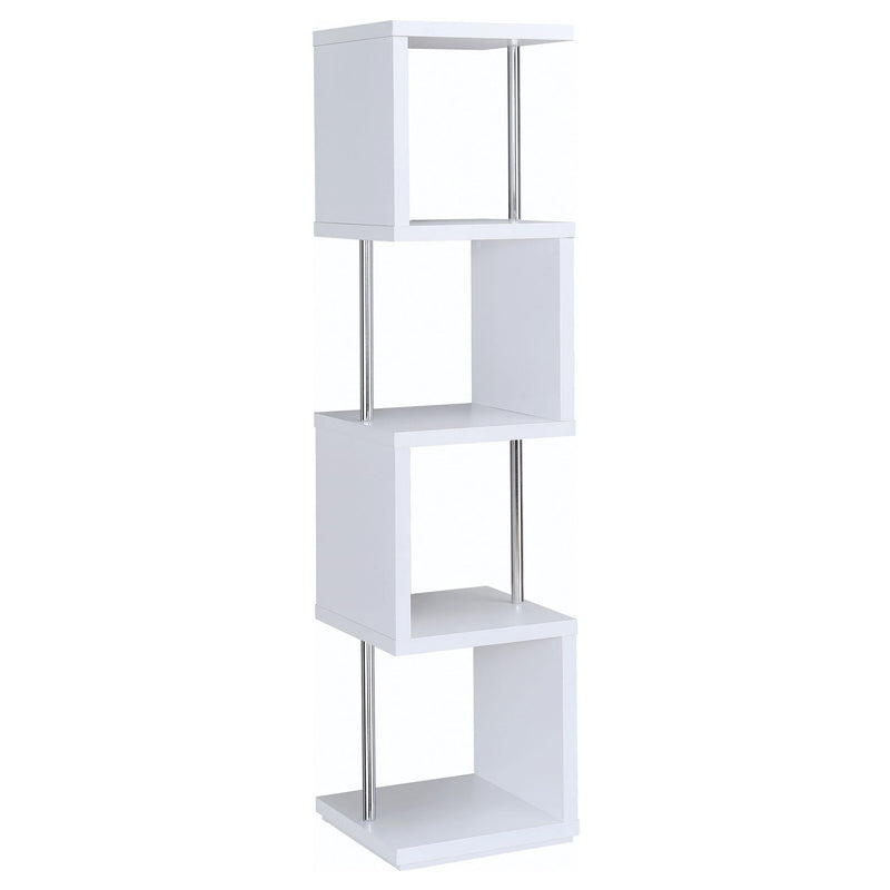 Baxter 67-inch 4-shelf Bookshelf White and Chrome - 801418