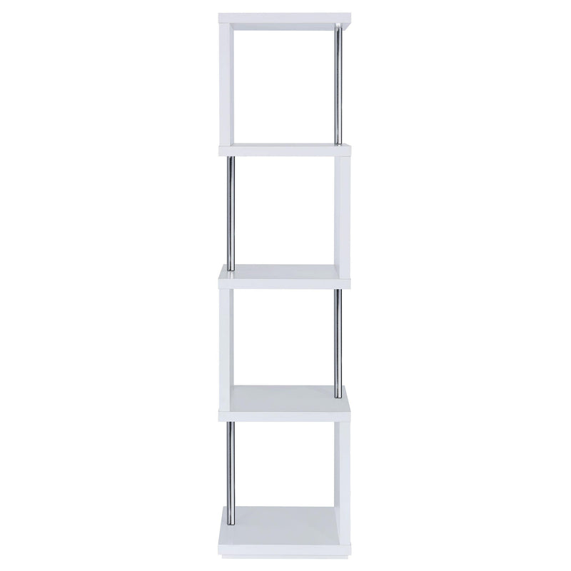 Baxter 67-inch 4-shelf Bookshelf White and Chrome - 801418