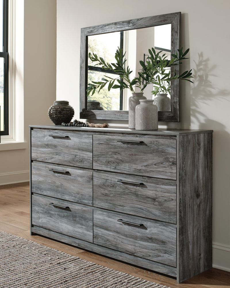 Baystorm Gray King Panel Bed, Dresser, Mirror and Chest - B221B52