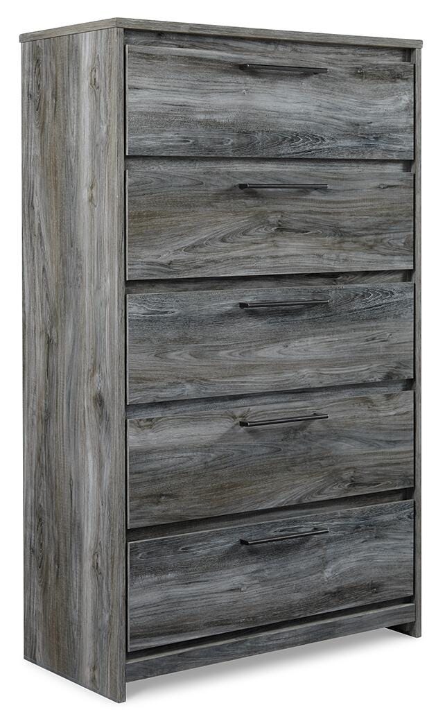 Baystorm Gray King Storage Bed, Dresser, Mirror, Chest and 2 Nightstands - B221B86