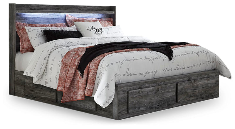 Baystorm Gray King Storage Bed, Dresser, Mirror, Chest and 2 Nightstands - B221B86