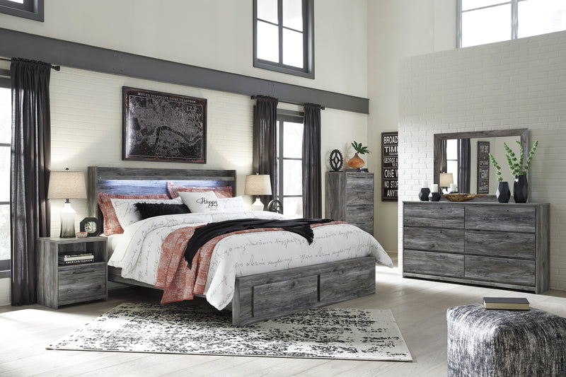 Baystorm Gray LED Footboard Storage Platform Bedroom Set - DMV FurnitureBedroom Set