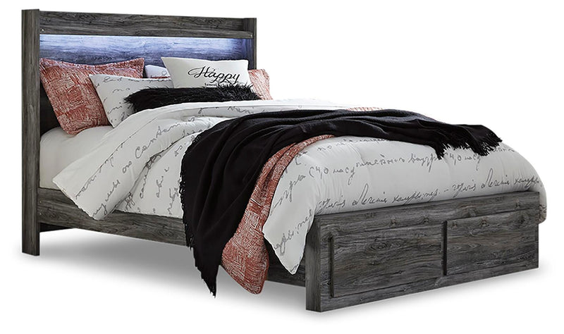 Baystorm Gray Queen Panel Storage Bed and Nightstand - B221B87