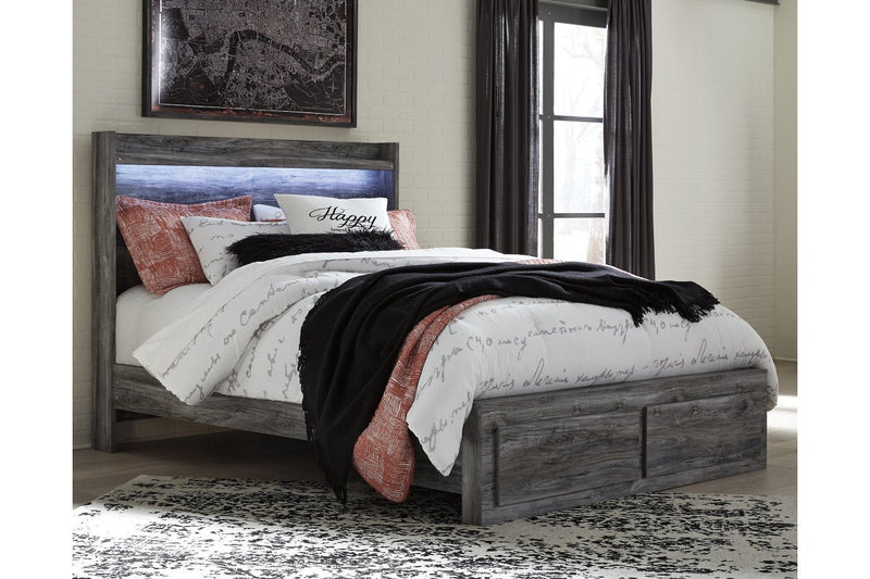 Baystorm Gray Queen Platform Bed with 2 Storage Drawers - DMV FurnitureQueen Bed
