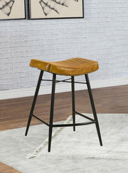 Bayu Leather Upholstered Counter Stool Camel (Set of 2) - 109248