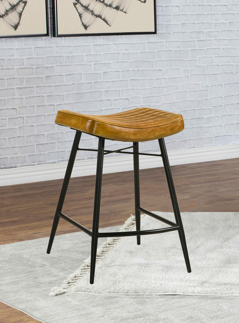 Bayu Leather Upholstered Counter Stool Camel (Set of 2) - 109248