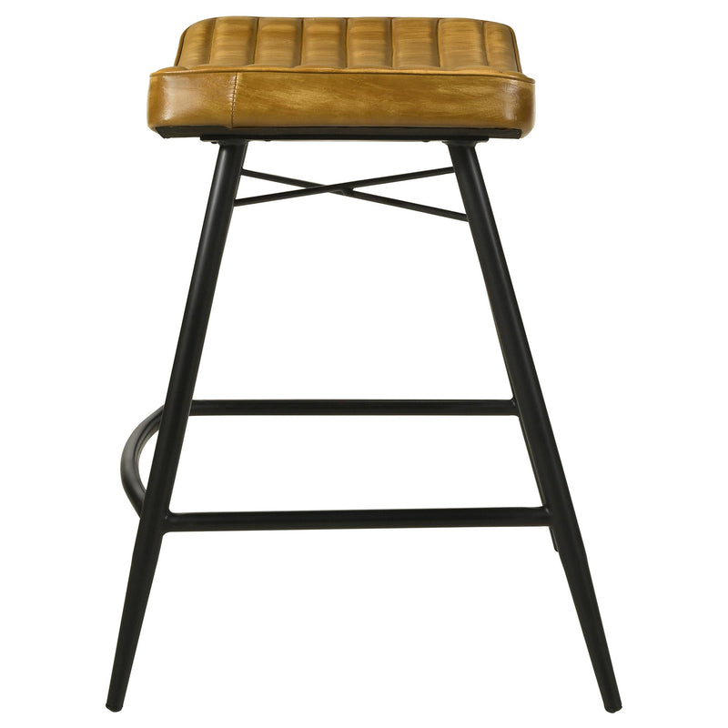 Bayu Leather Upholstered Counter Stool Camel (Set of 2) - 109248