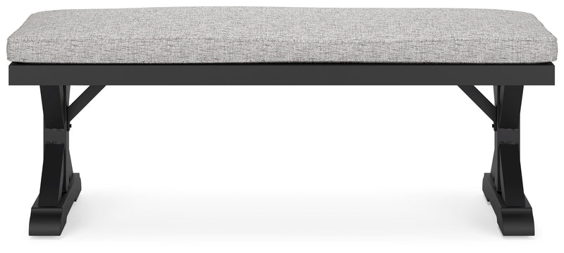 Beachcroft Black/Light Gray Outdoor Bench with Cushion - P792-600