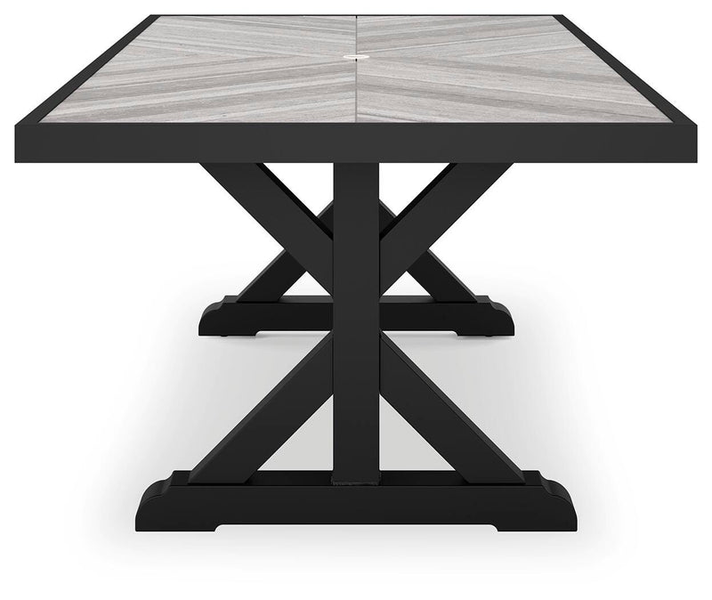 Beachcroft Black/Light Gray Outdoor Dining Table - P792-625