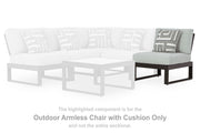 Beachloft Black/Gray Outdoor Armless Chair with Cushion - P490-846