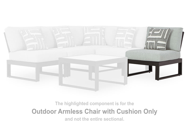 Beachloft Black/Gray Outdoor Armless Chair with Cushion - P490-846