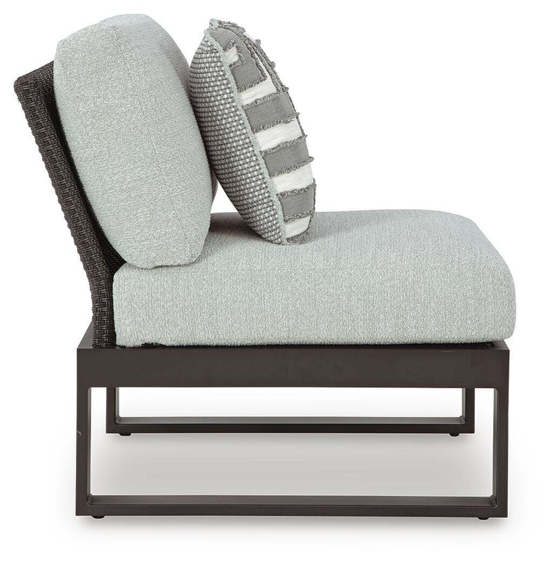 Beachloft Black/Gray Outdoor Armless Chair with Cushion - P490-846