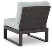 Beachloft Black/Gray Outdoor Armless Chair with Cushion - P490-846