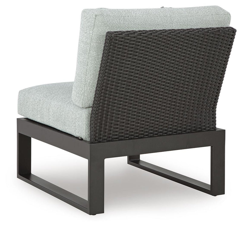 Beachloft Black/Gray Outdoor Armless Chair with Cushion - P490-846