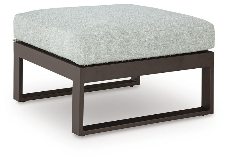 Beachloft Black/Gray Outdoor Ottoman with Cushion - P490-814