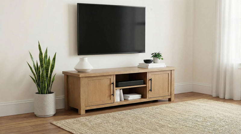 Beasley 2-Door 71-Inch Wood TV Stand Media Console Golden Oak - 723323