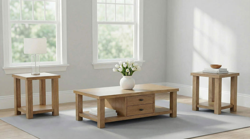 Beasley 3-Piece Wood Coffee Table Set Golden Oak - 723328-S3