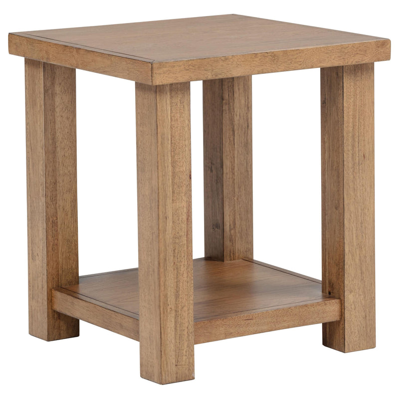 Beasley Square Wood End Side Table With Shelf Golden Oak - 723327