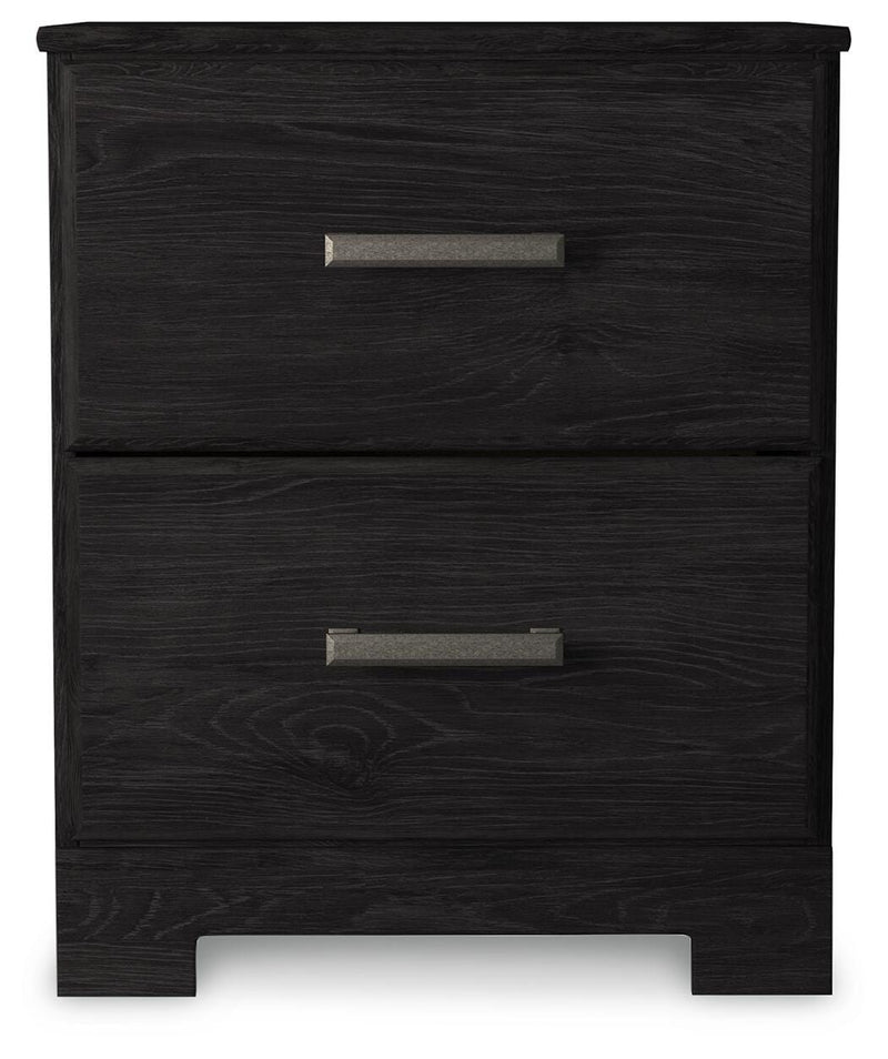 Belachime Charcoal King Panel Bed and Nightstand - B2589B9