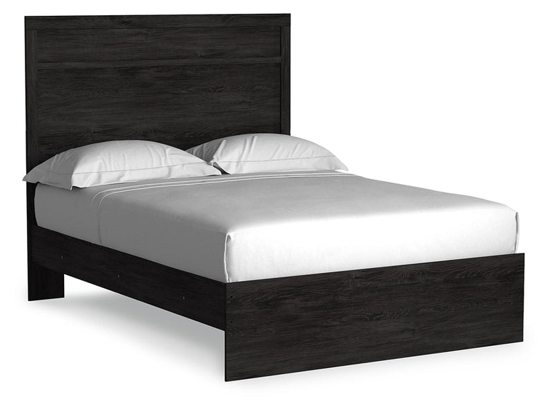 Belachime Full Panel Bed with 2 Nightstands in Charcoal - PKG018419