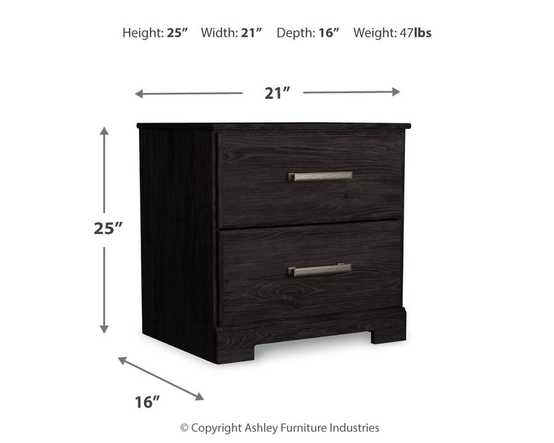 Belachime Full Panel Bed with 2 Nightstands in Charcoal - PKG018419