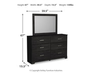 Belachime Queen Panel Bed with Mirrored Dresser and Nightstand in Charcoal - PKG018396
