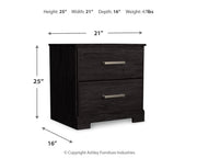 Belachime Twin Panel Bed with Nightstand in Charcoal - PKG018421