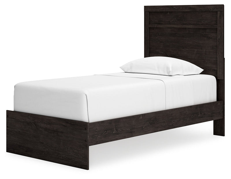 Belachime Twin Panel Bed with Nightstand in Charcoal - PKG018421
