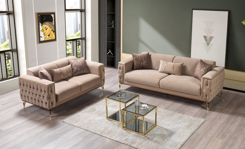 Belinda Coffee Velvet Sofa & Loveseat