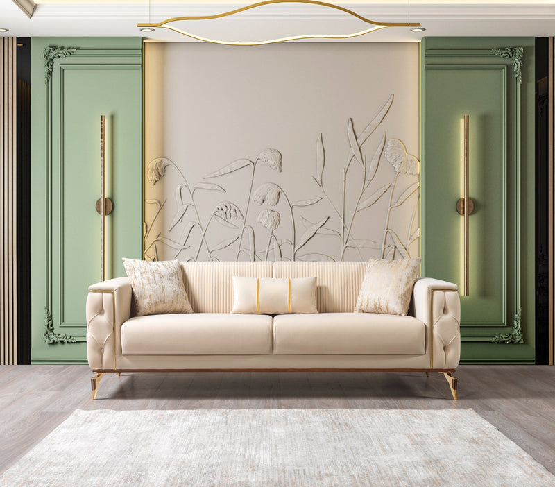 Belinda Ivory Velvet Sofa & Loveseat