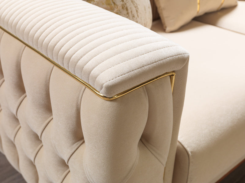 Belinda Ivory Velvet Sofa & Loveseat