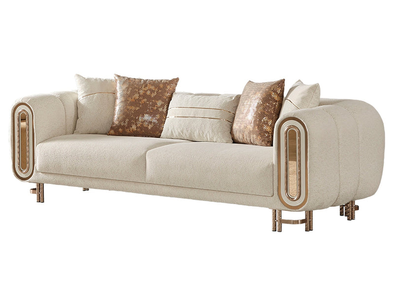 Bella 3-pieces (Sofa & Loveseat & Chair) Livingroom Set Cream in Cream - 101-BEL-55429-321