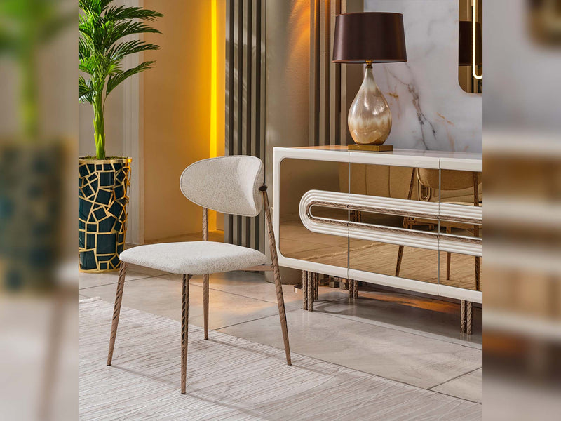 Bella Diningroom (Consol With Mirror & Dining Table & 6 Dining Chair) - 200-SAN-BEL-DT-6-SET