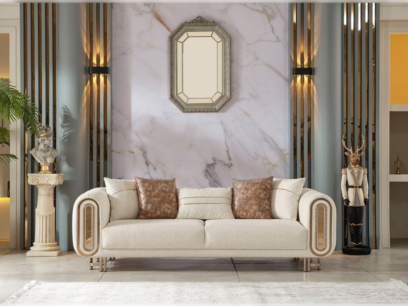 Bella Stationary Loveseat Cream in Cream - 101-BEL-55429-2