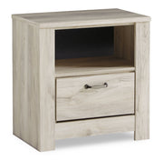 Bellaby Queen Platform Bed with 2 Storage Drawers with Mirrored Dresser, Chest and 2 Nightstands in Whitewash from Ashley - DMV Furniture