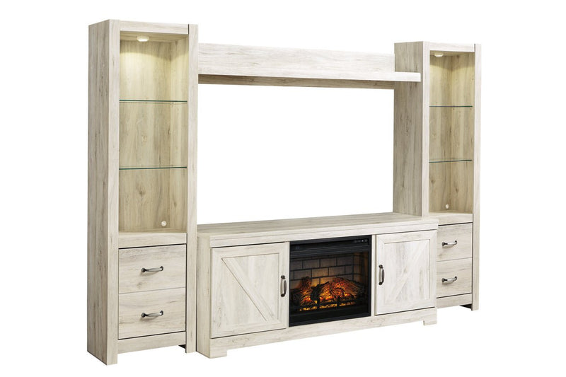 Bellaby Whitewash 4 - Piece Entertainment Center with Electric Fireplace - DMV FurnitureEntertainment Center