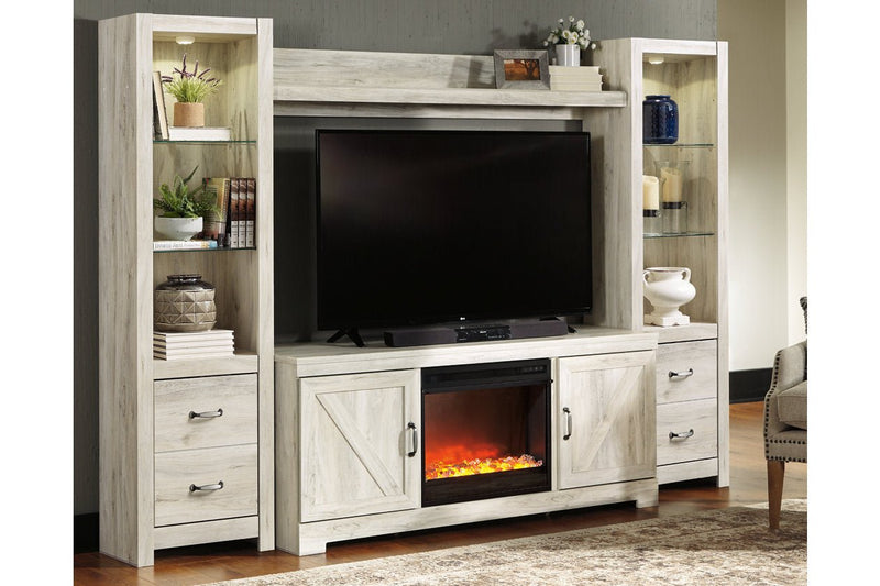 Bellaby Whitewash 4 - Piece Entertainment Center with Fireplace - DMV FurnitureEntertainment Center