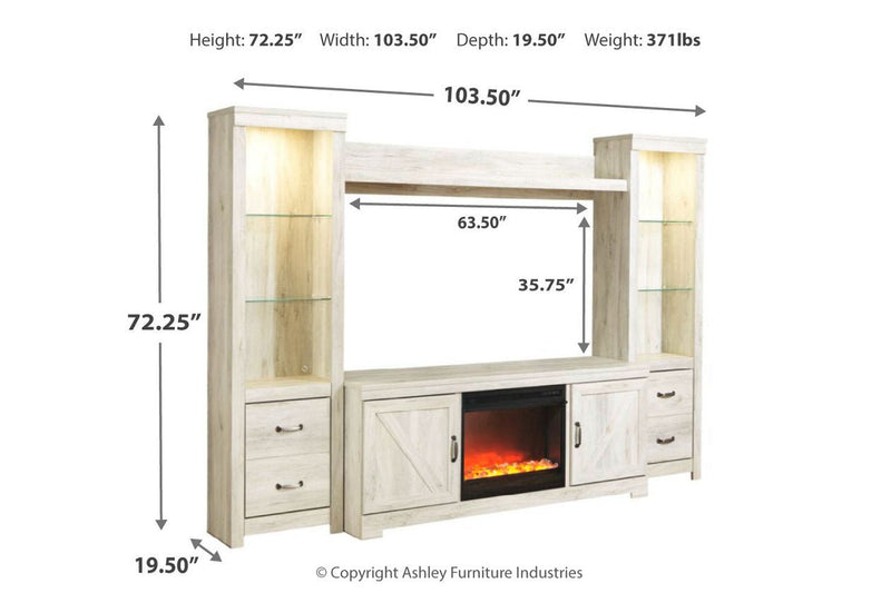 Bellaby Whitewash 4 - Piece Entertainment Center with Fireplace - DMV FurnitureEntertainment Center