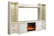 Bellaby Whitewash 4 - Piece Entertainment Center with Fireplace - DMV FurnitureEntertainment Center
