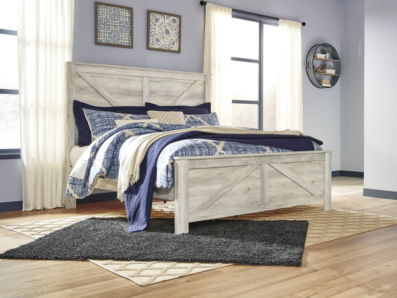 Bellaby Whitewash King Crossbuck Panel Bed - DMV FurnitureKing Bed