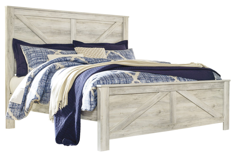 Bellaby Whitewash King Crossbuck Panel Bed - DMV FurnitureKing Bed