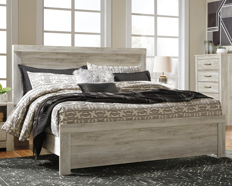 Bellaby Whitewash King Panel Bed, Dresser, Mirror, Chest and 2 Nightstands - B331B17