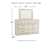 Bellaby Whitewash King Panel Bed, Dresser, Mirror, Chest and 2 Nightstands - B331B17