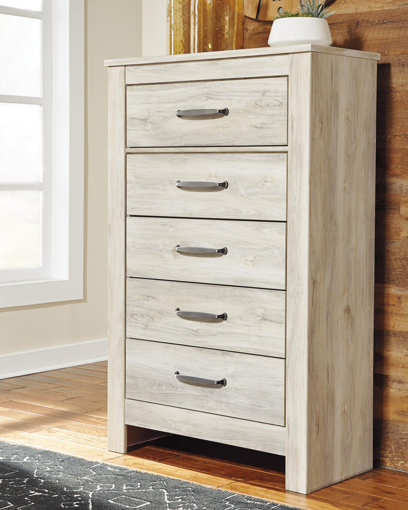 Bellaby Whitewash King Storage Bed, Dresser, Mirror, Chest and 2 Nightstands - B331B20