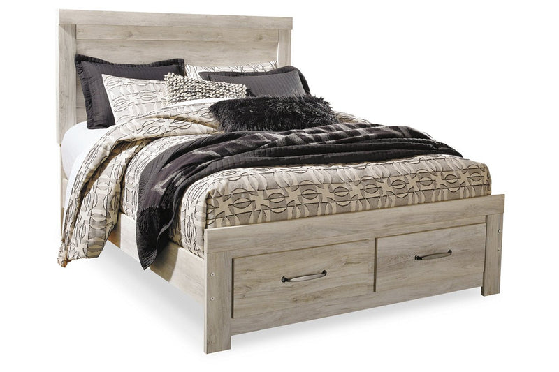 Bellaby Whitewash Queen Platform Bed with 2 Storage Drawers - DMV FurnitureQueen Bed